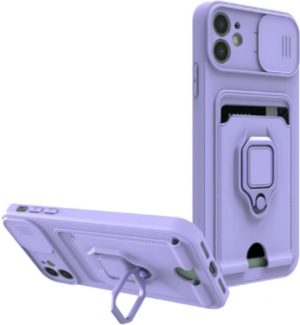 Bodycell Multifunction - Ανθεκτική Θήκη Apple iPhone 11 με Λουράκι Λαιμού / Κάλυμμα Κάμερας / Ring Holder / Υποδοχή Κάρτας - Purple (5206015003134) BM-00003