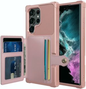 HappyCase 3 σε 1 - Θήκη Σιλικόνης με Ενσωματωμένο PU Πορτοφόλι - Samsung Galaxy S23 Ultra - Pink (8719246421167) 117303