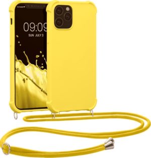 KWmobile Matte Θήκη Σιλικόνης με Λουράκι Λαιμού Apple iPhone 12 / 12 Pro - Light Yellow (53840.158) 53840.158