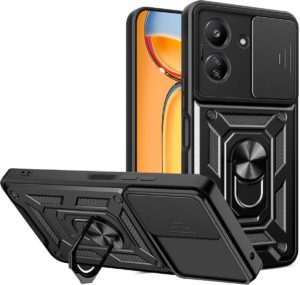 Bodycell Armor Slide - Ανθεκτική Θήκη Xiaomi Redmi 13C 4G / Poco C65 με Κάλυμμα για την Κάμερα - Μεταλλικό Ring Holder - Black (5206015072864) BA-00369