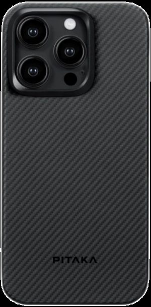 Pitaka MagEZ Case 4 - MagSafe Θήκη Aramid Fiber Body Apple iPhone 15 Pro - 0.95mm - 600D - Black / Grey / Twill (KI1501PA) KI1501PA