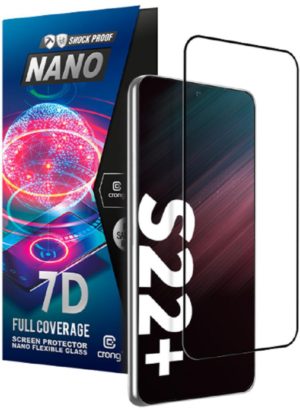 Crong 7D Nano Flexible Glass - Fullface Αντιχαρακτικό Υβριδικό Γυαλί Οθόνης Samsung Galaxy S22 Plus 5G - Black - 0.3mm (CRG-7DNANO-SGS22P) CRG-7DNANO-SGS22P
