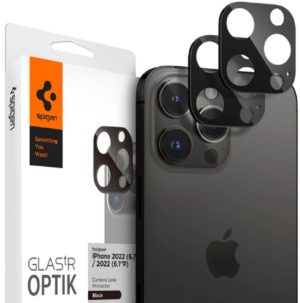 Spigen GLAS.tR OPTIK Camera Lens Protector - Αντιχαρακτικό Προστατευτικό Γυαλί για Φακό Κάμερας Apple iPhone 15 Pro / 15 Pro Max / 14 Pro / 14 Pro Max - 2 Τεμάχια - Black (AGL05273) AGL05273