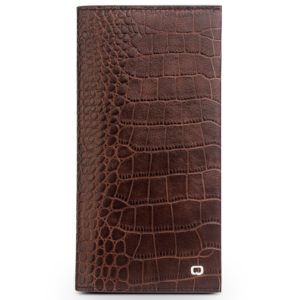 Θήκη Universal up to 6.5 genuine QIALINO Crocodile Leather Wallet Case-Brown MPS11840