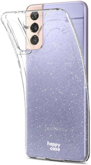 HappyCase Διάφανη Θήκη Σιλικόνης Samsung Galaxy S21 5G - Glitter Print (8719246323249) 110922