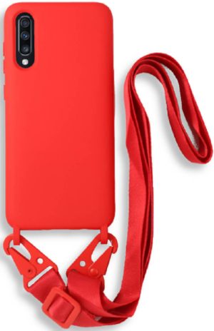 Bodycell Θήκη Σιλικόνης με Λουράκι Λαιμού - Samsung Galaxy A70 / A70s - Red (5206015001628) BL-00095