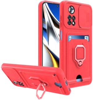Bodycell Multifunction - Ανθεκτική Θήκη Xiaomi Poco X4 Pro 5G με Λουράκι Λαιμού / Κάλυμμα Κάμερας / Ring Holder / Υποδοχή Κάρτας - Red (5206015015717) BM-00147