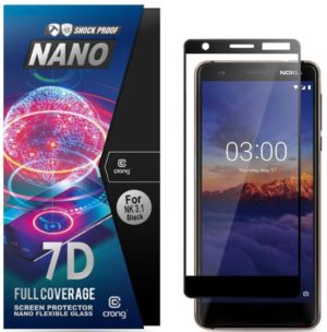 Crong 7D Nano Flexible Glass - Fullface Αντιχαρακτικό Υβριδικό Γυαλί Οθόνης Nokia 3.1 - Black - 0.3mm (CRG-7DNANO-N31) CRG-7DNANO-N31