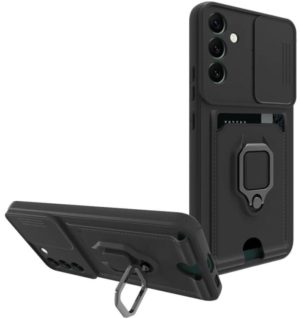 Bodycell Multifunction - Ανθεκτική Θήκη Samsung Galaxy A14 με Λουράκι Λαιμού / Κάλυμμα Κάμερας / Ring Holder / Υποδοχή Κάρτας - Black (5206015012679) BM-00121