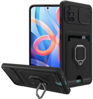 Bodycell Multifunction - Ανθεκτική Θήκη Samsung Galaxy A51 με Λουράκι Λαιμού / Κάλυμμα Κάμερας / Ring Holder / Υποδοχή Κάρτας - Black (5206015013041) BM-00130