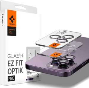 Spigen GLAS.tR EZ Fit OPTIK Pro Camera Lens Protector - Αντιχαρακτικό Προστατευτικό Γυαλί για Φακό Κάμερας Apple iPhone 14 Pro / 14 Pro Max - 2 Τεμάχια - Deep Purple (AGL05597) AGL05597