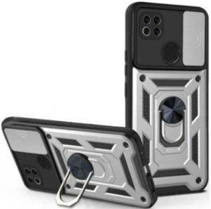 Bodycell Armor Slide - Ανθεκτική Θήκη Xiaomi Redmi 9C με Κάλυμμα για την Κάμερα & Μεταλλικό Ring Holder - Silver (5206015015229) BA-00147