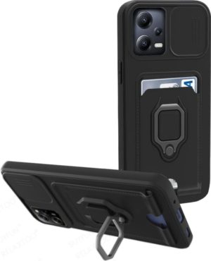 Bodycell Multifunction - Ανθεκτική Θήκη Xiaomi Redmi Note 12 5G / Poco X5 με Λουράκι Λαιμού / Κάλυμμα Κάμερας / Ring Holder / Υποδοχή Κάρτας - Black (5206015015809) BM-00148