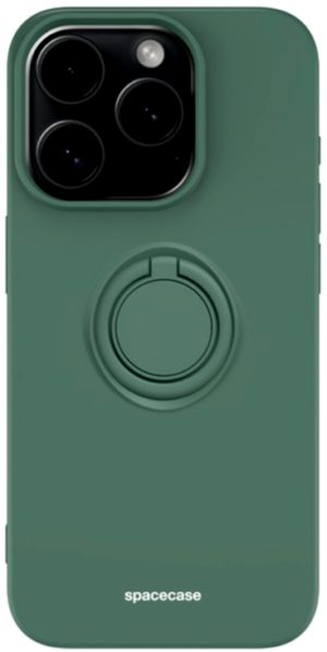 Spacecase Silicone Ring - Θήκη Σιλικόνης με Μεταλλικό Μαγνητικό Ring Holder - Apple iPhone 15 Pro - Dark Green (5905719103866) 119213