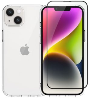 Vivid Σετ Διάφανη Θήκη Σιλικόνης & Full Face Tempered Glass - Apple iPhone 14 - Transparent / Black (VIGELLY296GLASSBK) 13019902