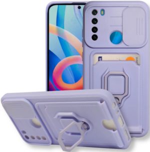 Bodycell Multifunction - Ανθεκτική Θήκη Xiaomi Redmi Note 8 / Note 8 2021 με Λουράκι Λαιμού / Κάλυμμα Κάμερας / Ring Holder / Υποδοχή Κάρτας - Purple (5206015013287) BM-00164